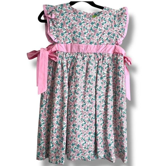 Classic Whimsy Other - NEW Classic Whimsy Floral Flutter Sleeve Pink Bow Dress Size 7